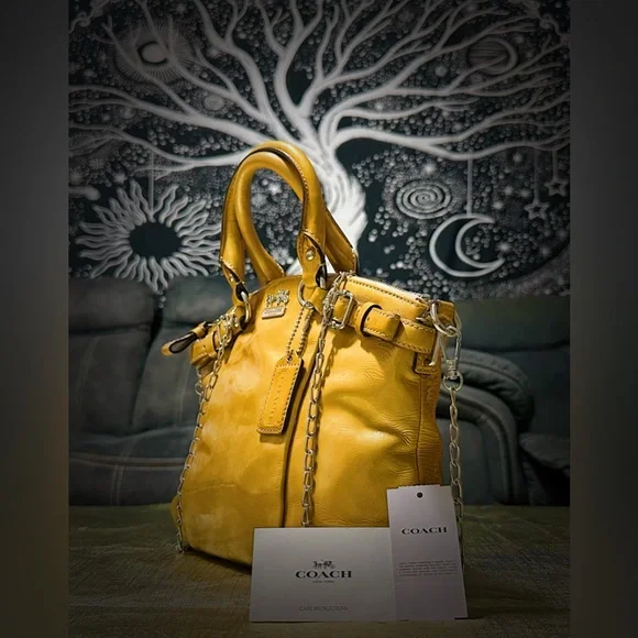 Vintage Y2K Coach Mustard Leather Shoulder Bag crossbody strap ❌60% OFF SALE❌ - Picture 13 of 16